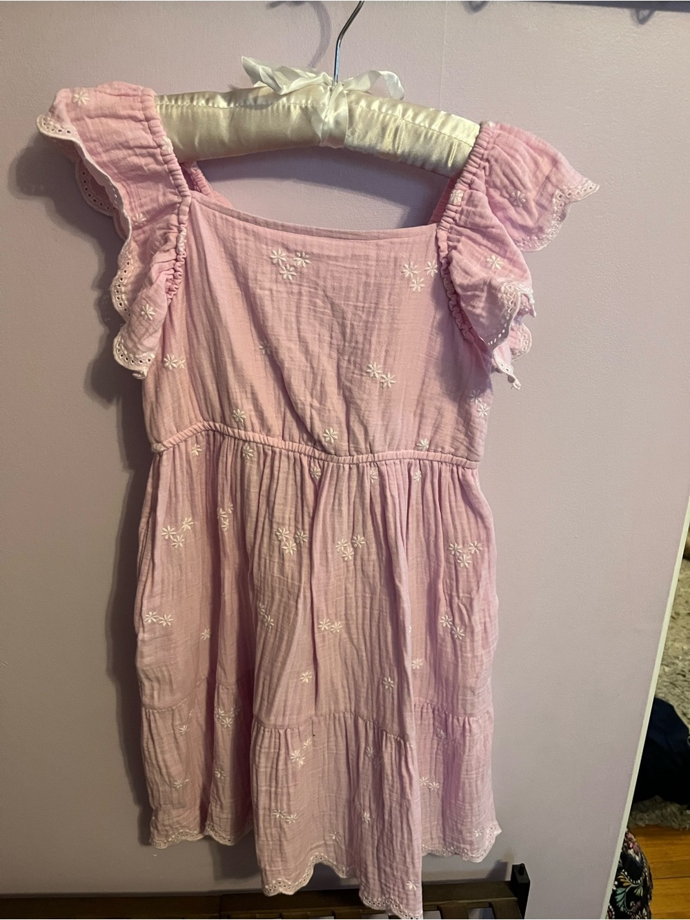 Cat & Jack Pink Eyelet Flutter-Sleeve Dress